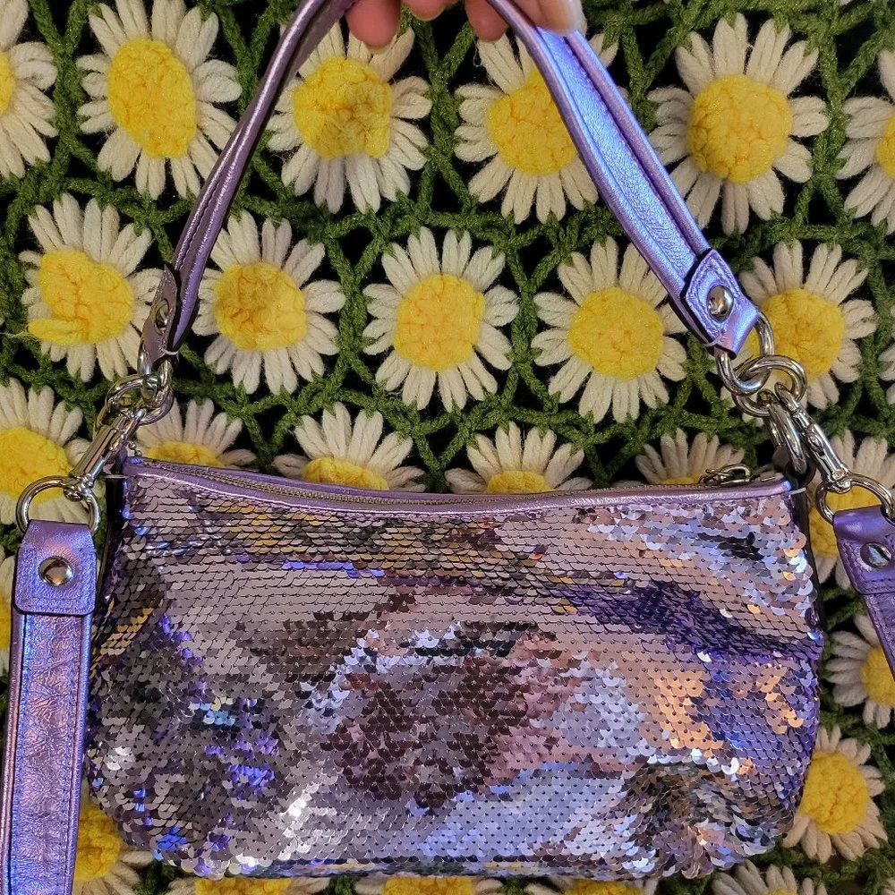Coach Poppy Purple Sequin Bag - Picture 3 of 16